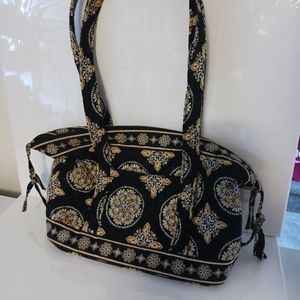 Stephanie Dawn Yellow and Black Floral Quilted Tote Bag